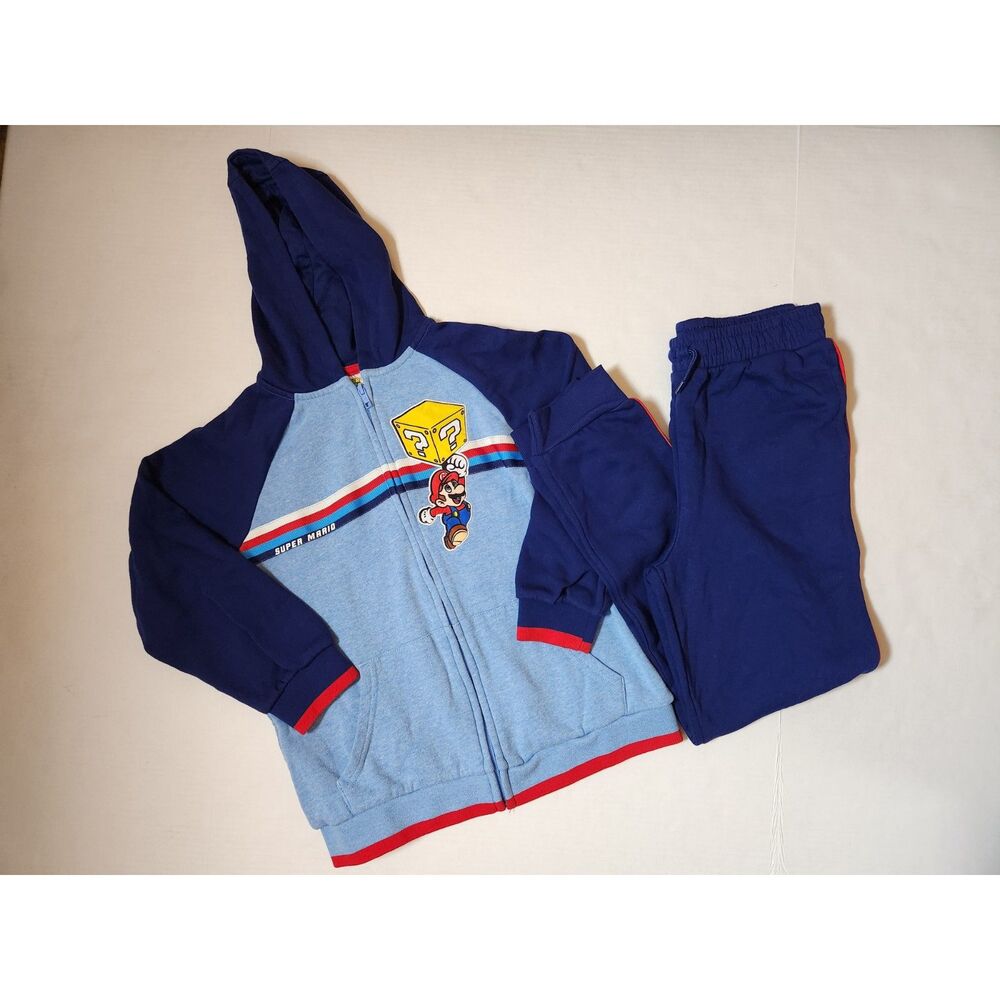 Super Mario Hoodie and Pants Set Youth 10/12 Blue Red Nintendo